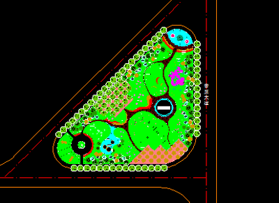 某三角岛绿化设计图纸免费下载 - 园林绿化及施工
