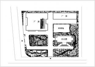 某工厂规划绿化cad景观平面设计施工图植物配置